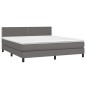vidaXL Cama box spring con colchón cuero sintético gris 160x200 cm vidaXL Cama box spring con colchón cuero sintético gris 160x200 cm