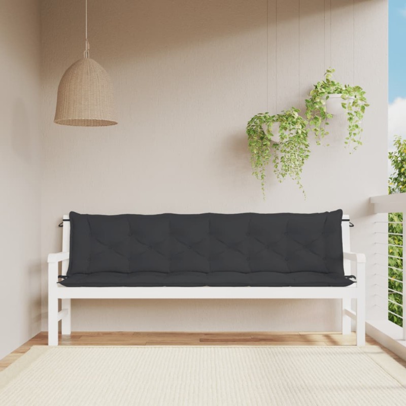 vidaXL Cojines de banco de jardín 2 uds tela Oxford negro 200x50x7 cm vidaXL Cojines de banco de jardín 2 uds tela Oxford negro 200x50x7 cm