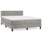 vidaXL Cama box spring con colchón terciopelo gris claro 140x200 cm