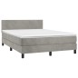 vidaXL Cama box spring con colchón terciopelo gris claro 140x200 cm