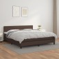 vidaXL Cama box spring con colchón cuero sintético marrón 160x200 cm