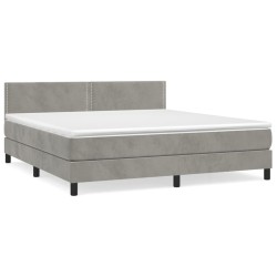 vidaXL Cama box spring con colchón terciopelo gris claro 180x200 cm