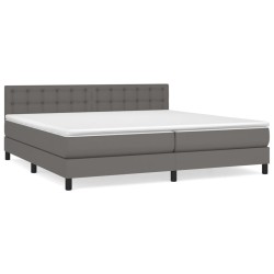 vidaXL Cama box spring con colchón cuero sintético gris 200x200 cm