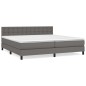 vidaXL Cama box spring con colchón cuero sintético gris 200x200 cm vidaXL Cama box spring con colchón cuero sintético gris 200x200 cm