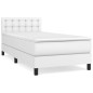 vidaXL Cama box spring con colchón cuero sintético blanco 90x190 cm