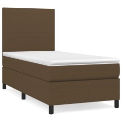 vidaXL Cama box spring con colchón tela marrón oscuro 80x200 cm
