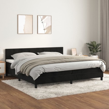vidaXL Cama box spring con colchón terciopelo negro 200x200 cm