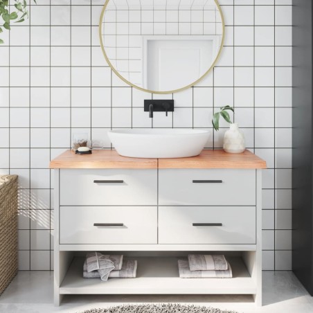 vidaXL Encimera baño madera maciza tratada marrón claro 120x40x(2-4)cm