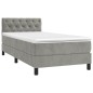 vidaXL Cama box spring con colchón terciopelo gris claro 80x200 cm vidaXL Cama box spring con colchón terciopelo gris claro 80x200 cm