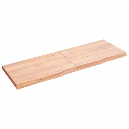 vidaXL Encimera baño madera maciza tratada marrón claro 120x40x(2-4)cm