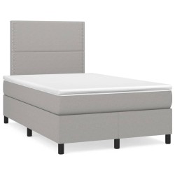 vidaXL Cama box spring con colchón tela gris claro 120x200 cm