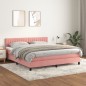 vidaXL Cama box spring con colchón terciopelo rosa 180x200 cm vidaXL Cama box spring con colchón terciopelo rosa 180x200 cm