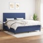 vidaXL Cama box spring con colchón tela azul 200x200 cm