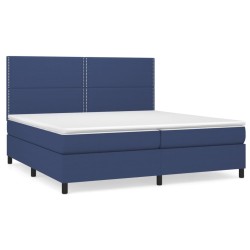 vidaXL Cama box spring con colchón tela azul 200x200 cm