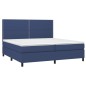 vidaXL Cama box spring con colchón tela azul 200x200 cm