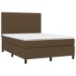 vidaXL Cama box spring con colchón tela marrón oscuro 140x190 cm vidaXL Cama box spring con colchón tela marrón oscuro 140x190 cm