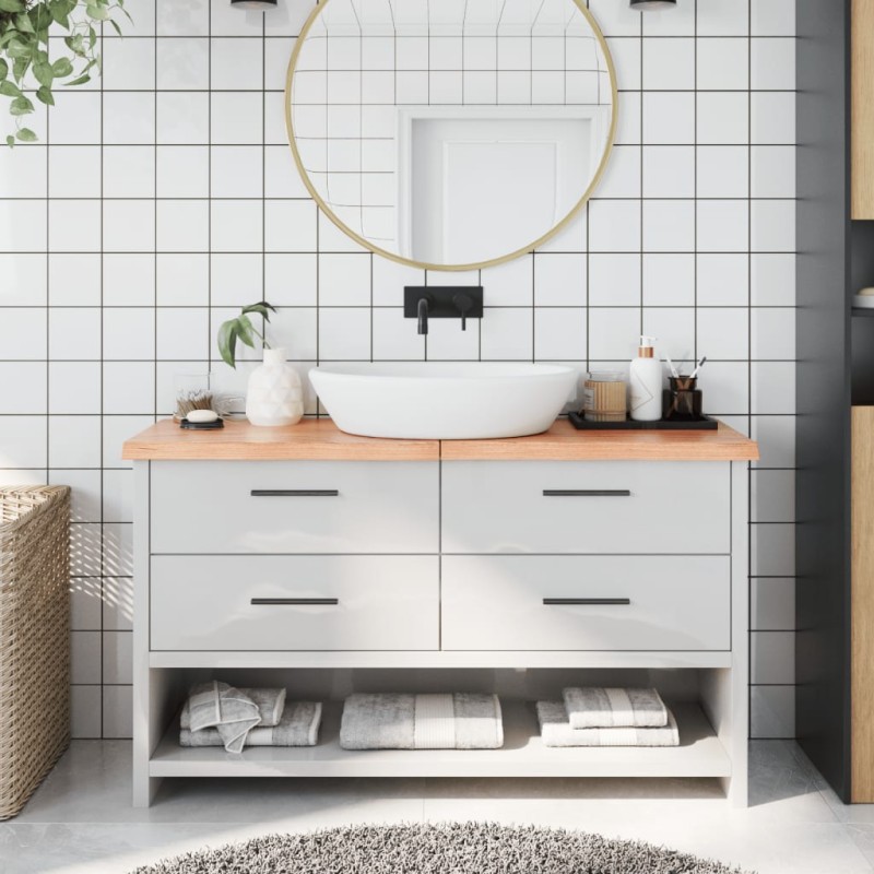 vidaXL Encimera baño madera maciza tratada marrón claro 140x30x(2-4)cm vidaXL Encimera baño madera maciza tratada marrón claro 140x30x(2-4)cm