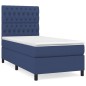 vidaXL Cama box spring con colchón tela azul 90x200 cm