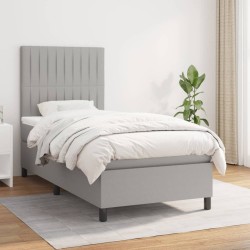 vidaXL Cama box spring con colchón tela gris claro 80x200 cm