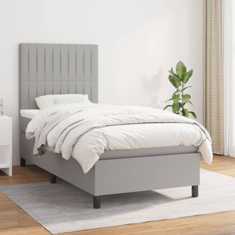 vidaXL Cama box spring con colchón tela gris claro 80x200 cm vidaXL Cama box spring con colchón tela gris claro 80x200 cm