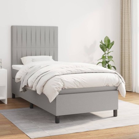 vidaXL Cama box spring con colchón tela gris claro 80x200 cm