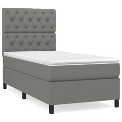 vidaXL Cama box spring con colchón tela gris oscuro 80x200 cm