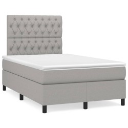vidaXL Cama box spring con colchón tela gris claro 120x200 cm