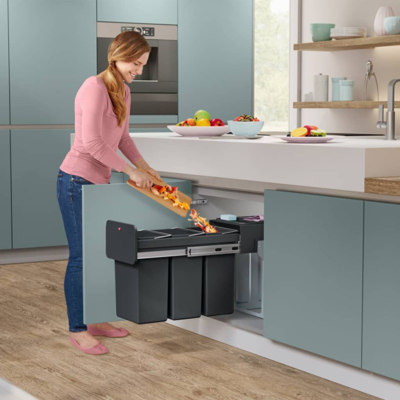 Hailo Cubo de basura empotrado EcoLine negro 3x10 L Hailo Cubo de basura empotrado EcoLine negro 3x10 L