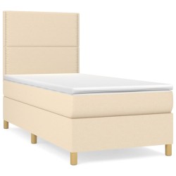 vidaXL Cama box spring con colchón tela color crema 80x200 cm
