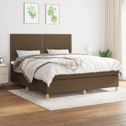 vidaXL Cama box spring con colchón tela marrón oscuro 160x200 cm