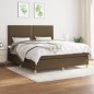 vidaXL Cama box spring con colchón tela marrón oscuro 160x200 cm vidaXL Cama box spring con colchón tela marrón oscuro 160x200 cm