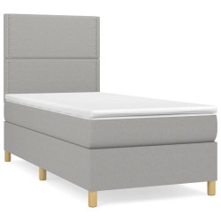vidaXL Cama box spring con colchón tela gris claro 80x200 cm