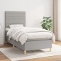 vidaXL Cama box spring con colchón tela gris claro 90x200 cm vidaXL Cama box spring con colchón tela gris claro 90x200 cm