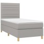 vidaXL Cama box spring con colchón tela gris claro 90x200 cm vidaXL Cama box spring con colchón tela gris claro 90x200 cm