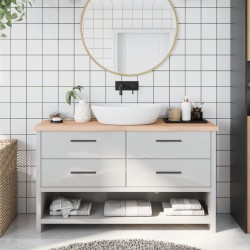 vidaXL Encimera de baño madera maciza sin tratar 140x30x(2-4) cm