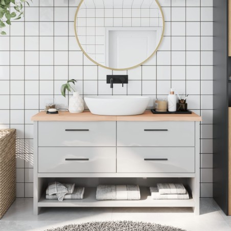 vidaXL Encimera de baño madera maciza sin tratar 140x30x(2-4) cm