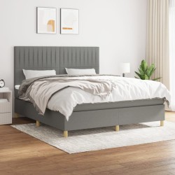 vidaXL Cama box spring con colchón tela gris oscuro 160x200 cm