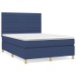 vidaXL Cama box spring con colchón tela azul 140x190 cm vidaXL Cama box spring con colchón tela azul 140x190 cm