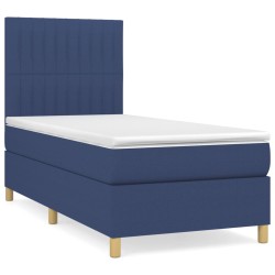 vidaXL Cama box spring con colchón tela azul 80x200 cm