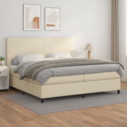 vidaXL Cama box spring con colchón cuero sintético crema 200x200 cm