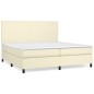 vidaXL Cama box spring con colchón cuero sintético crema 200x200 cm vidaXL Cama box spring con colchón cuero sintético crema 200x200 cm