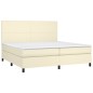vidaXL Cama box spring con colchón cuero sintético crema 200x200 cm vidaXL Cama box spring con colchón cuero sintético crema 200x200 cm