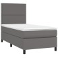 vidaXL Cama box spring con colchón cuero sintético gris 80x200 cm vidaXL Cama box spring con colchón cuero sintético gris 80x200 cm