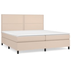 vidaXL Cama box spring con colchón cuero sintético capuchino 200x200cm