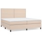 vidaXL Cama box spring con colchón cuero sintético capuchino 200x200cm vidaXL Cama box spring con colchón cuero sintético capuchino 200x200cm