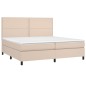 vidaXL Cama box spring con colchón cuero sintético capuchino 200x200cm vidaXL Cama box spring con colchón cuero sintético capuchino 200x200cm