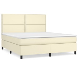 vidaXL Cama box spring con colchón cuero sintético crema 160x200 cm