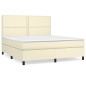 vidaXL Cama box spring con colchón cuero sintético crema 160x200 cm vidaXL Cama box spring con colchón cuero sintético crema 160x200 cm