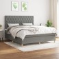vidaXL Cama box spring con colchón tela gris oscuro 160x200 cm vidaXL Cama box spring con colchón tela gris oscuro 160x200 cm