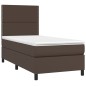 vidaXL Cama box spring con colchón cuero sintético marrón 90x200 cm vidaXL Cama box spring con colchón cuero sintético marrón 90x200 cm